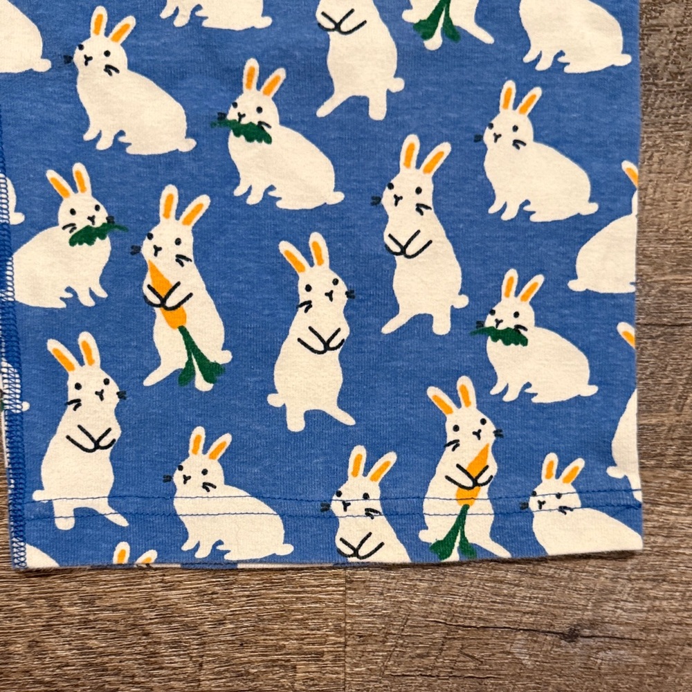 Hanna Andersson 100% Organic Cotton Short John PJ Set w/ Bunny + Striped Print - Picture 9 of 16